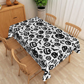 Aperturee - Aperturee White Halloween Rectangle Tablecloth with Jack O’ Lanterns and Bats for Kids Spooky Party Decorations